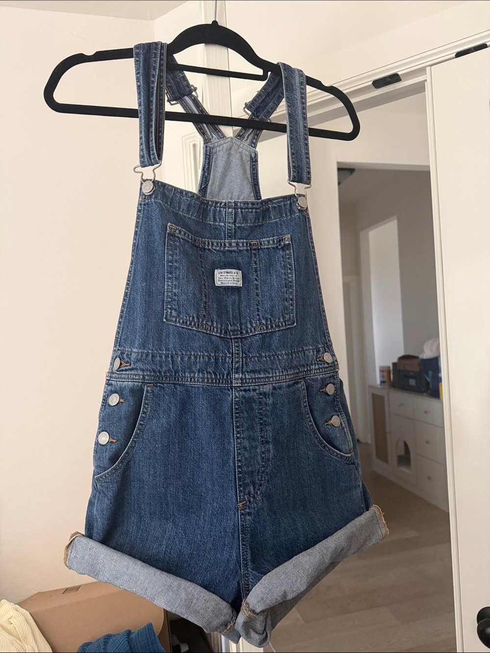 Levi Strauss Denim Short Overalls - Blue Women Jeans size small